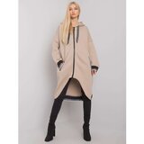 Fashion Hunters Women's beige sweatshirt with zip fastening | Shoptok.si