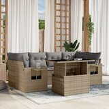  The Living Store Vrtna sedežna garnitura 7-delna z blazinami bež poli ratan - Vrtna Sedežna Garniture, (21478429) | Shoptok.si