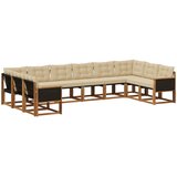 vidaXL Zunanja garnitura za sedenje z blazino 10 pcs Naravna in bež, (5000280730) | Shoptok.si