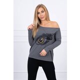 Kesi Printed blouse with a long back graphite Cene