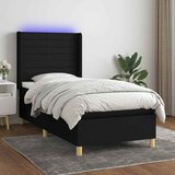  box spring s madracem LED crni 100x200 cm od tkanine Cijene