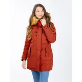 Glano Women's double-sided winter parka - brick/black