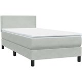 Box Spring krevet s madracem i LED svijetlo sivi 90x220 cm baršun | shoptok.hr