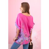 Kesi Włoski Women's cotton shirt with butterflies and flowers pink | Shoptok.si
