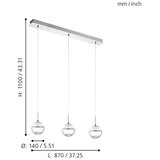 Eglo montio 1 visilica/3, led, 3x5w, krom/staklo prozirno | shoptok.hr