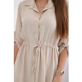 Kesi Włoski Dress with button closure and tie at the waist dark beige | shoptok.hr