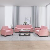  3-dijelni set sofa s jastucima ružičasti baršunasti Cijene