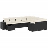  10-dijelni set vrtnih sofa s jastucima crni od poliratana | shoptok.hr
