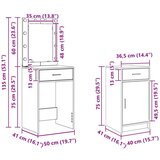 3-delni set vanity mize z LED lučmi iz starinskega lesa in inženirskega lesa, (22067579) | Shoptok.si