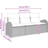 vidaXL 3-delni vrtni kavč set s blazinami Bež poli ratan | Shoptok.si