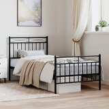 Metalni okvir kreveta uzglavlje i podnožje crni 90 x 200 cm | shoptok.hr