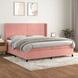 The Living Store Box spring postelja z vzmetnico roza 200x200 cm žamet - Box Spring Postelja, (21491405) Cene