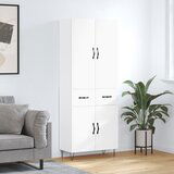 vidaXL Visoka omara bela 69,5x34x180 cm inženirski les | Shoptok.si