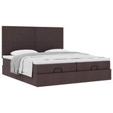 vidaXL Otomanski posteljni okvir z vzmetnicami rjav 200x200 cm blago, (21609626) Cene
