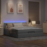 vidaXL Otomanska postelja z vzmetnico siv 160x200 cm blago Cene