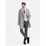 Ombre Elegant double-breasted men's herringbone coat - grey | Eponuda.ba