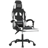  Gaming stol z oporo za noge črno in belo umetno usnje, (21378260) | Shoptok.si