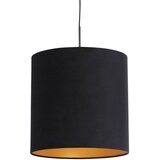 QAZQA Viseča svetilka z velur odtenkom črna z zlatom 40 cm - Combi Cene