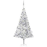 vidaXL umjetno božićno drvce LED s kuglicama srebrno 210 cm PET | shoptok.hr
