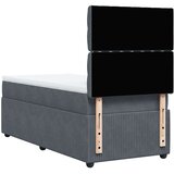 vidaXL Box spring postelja z vzmetnico temno siv 90x190 cm žamet | Shoptok.si