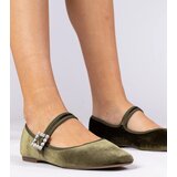 Gemre Green women's suede ballet flats with a buckle Kvitta | Shoptok.si