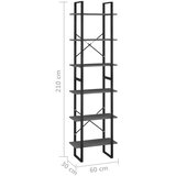 Police za pohranu sive 60 x 30 x 210 cm od konstruiranog drva | shoptok.hr