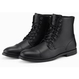 Ombre Men's eco leather shoes with insulated high upper - black | Shoptok.si