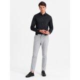 Ombre Classic men's SLIM FIT shirt in satin fabric - black