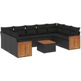 vidaXL 10-dijelni set vrtnih sofa s jastucima crni od poliratana | shoptok.hr