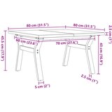  Stolić za kavu Y-oblika 80x80x45,5 cm od borovine i čelik | shoptok.hr