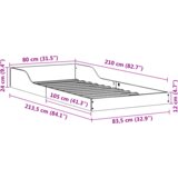 vidaXL Krevetna konstrukcija Bijela 80 x 210 cm Masivna borovina | shoptok.hr