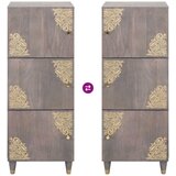  Highboard Siva i zlatna 40 x 33 x 110 cm Čvrsto drvo manga | shoptok.hr