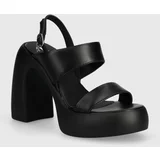 Karl Lagerfeld Usnjeni sandali ASTRAGON HI črna barva, KL33724