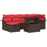  Vrtna sedežna garnitura z blazino 7 pcs Rjava Poly ratan, (5000022318) | Shoptok.si