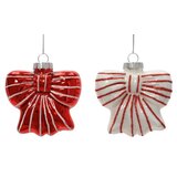 DEKOR DOM dekoracija - hanging bow glass 8.7cm 123938 - red/white - kmg ( 045664 ) Cene
