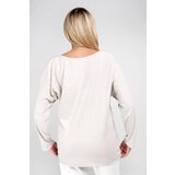 New collection Beige blouse with a print with an admixture of linen | Eponuda.com