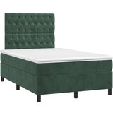 vidaXL Box spring postelja z vzmetnico temno zelen 120x190 cm žamet, (21112150) | Shoptok.si
