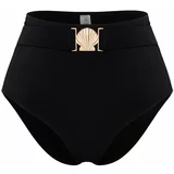 Trendyol Black Flat High Waist Regular Bikini Bottom with Accessories