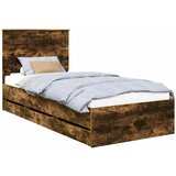 vidaXL Konstrukcija postelje s predalom Dimljeni oreh 90 x 200 cm, (5000121420) | Shoptok.si