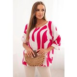 Kesi Włoski Women's cotton blouse in abstract pattern fuchsia | shoptok.hr