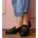 Gemre Black low-heeled shoes with a gold ornament Marela | Shoptok.si