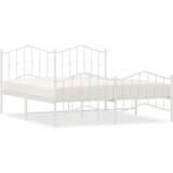 Maison Chic Kovinski Posteljni okvir - Dvoposteljna postelja - Zakonska postelja z vzglavjem in vznožjem bel 180x200 cm, (21696682) Cene