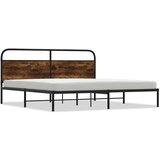 Metalni Kovinski posteljni okvir brez vzmetnice dimljen hrast 193x203cm, (21606960) | Shoptok.si