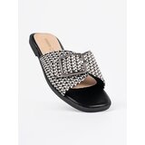 GOODIN Black and white checkered flip-flops with buckle | shoptok.hr