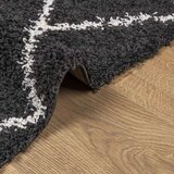  Čupavi moderni tepih s visokim vlaknima crni i krem 240x240 cm | shoptok.hr