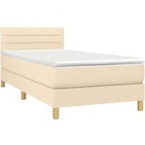  Box spring postelja z vzmetnico krem 90x200 cm blago, (20896061) | Shoptok.si