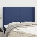 vidaXL Vzglavje z ušesi modro 147x16x118/128 cm blago