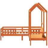  Set kreveta i klupe s krovom voštano smeđi 90 x 190 cm borovina | shoptok.hr