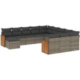 Maison Chic Seti vrtnega pohištva - Vrtna garnitura - Vrtni pohištvo set 12-delna z blazinami siva poli ratan, (21809790) | Shoptok.si