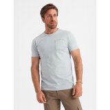 Ombre Men's cotton t-shirt with pocket - light grey | Shoptok.si